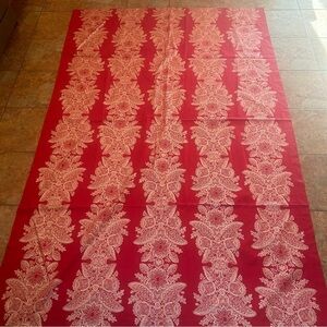 Crate & Barrel Marimekko Tamburini Floral Red Gold Tablecloth Cotton Portugal